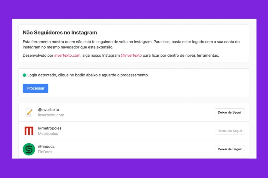Descobrir unfollow no Instagram