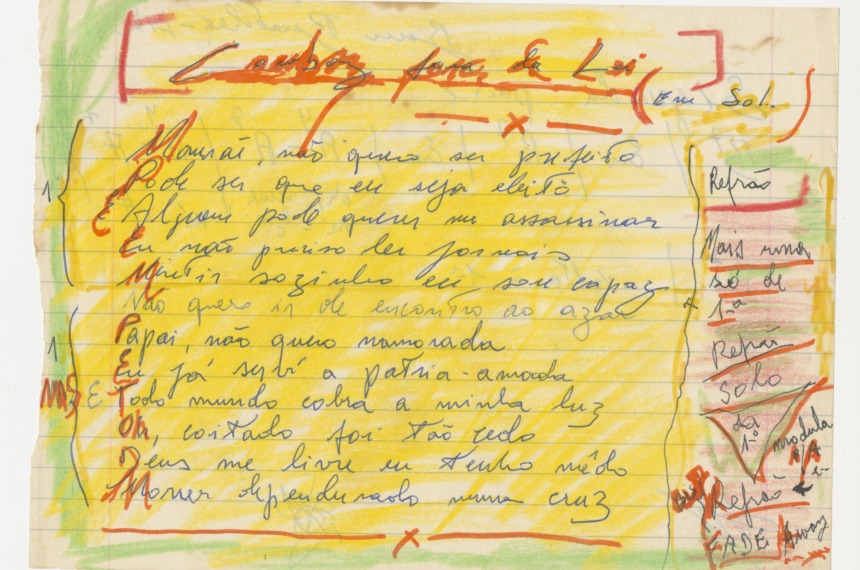 Composição de música de Raul Seixas, acervo de Kika Seixas