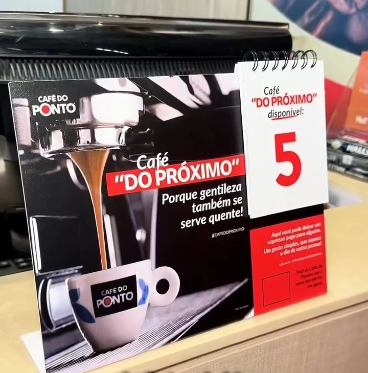 Plaquinha de contagem de cafes da ação Café do Próximo 