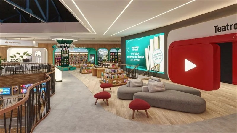 Área de convivência do teatro em SP